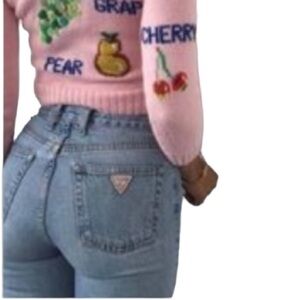 Vtg 1980’s GUESS USA Sz 00 Mom High-rise Light Wash Distressed Wedgie Jeans